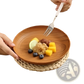 Wood Grain Plastic Plates 10pc Round Striped Design