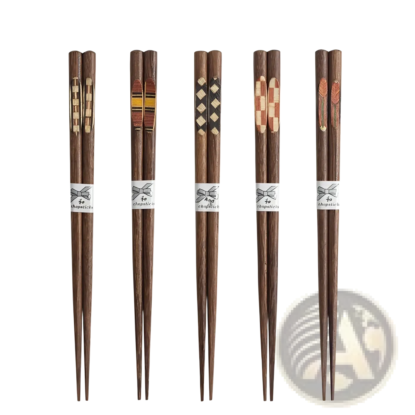 Wooden Chopsticks Set with Non Slip Tips 10 Pairs