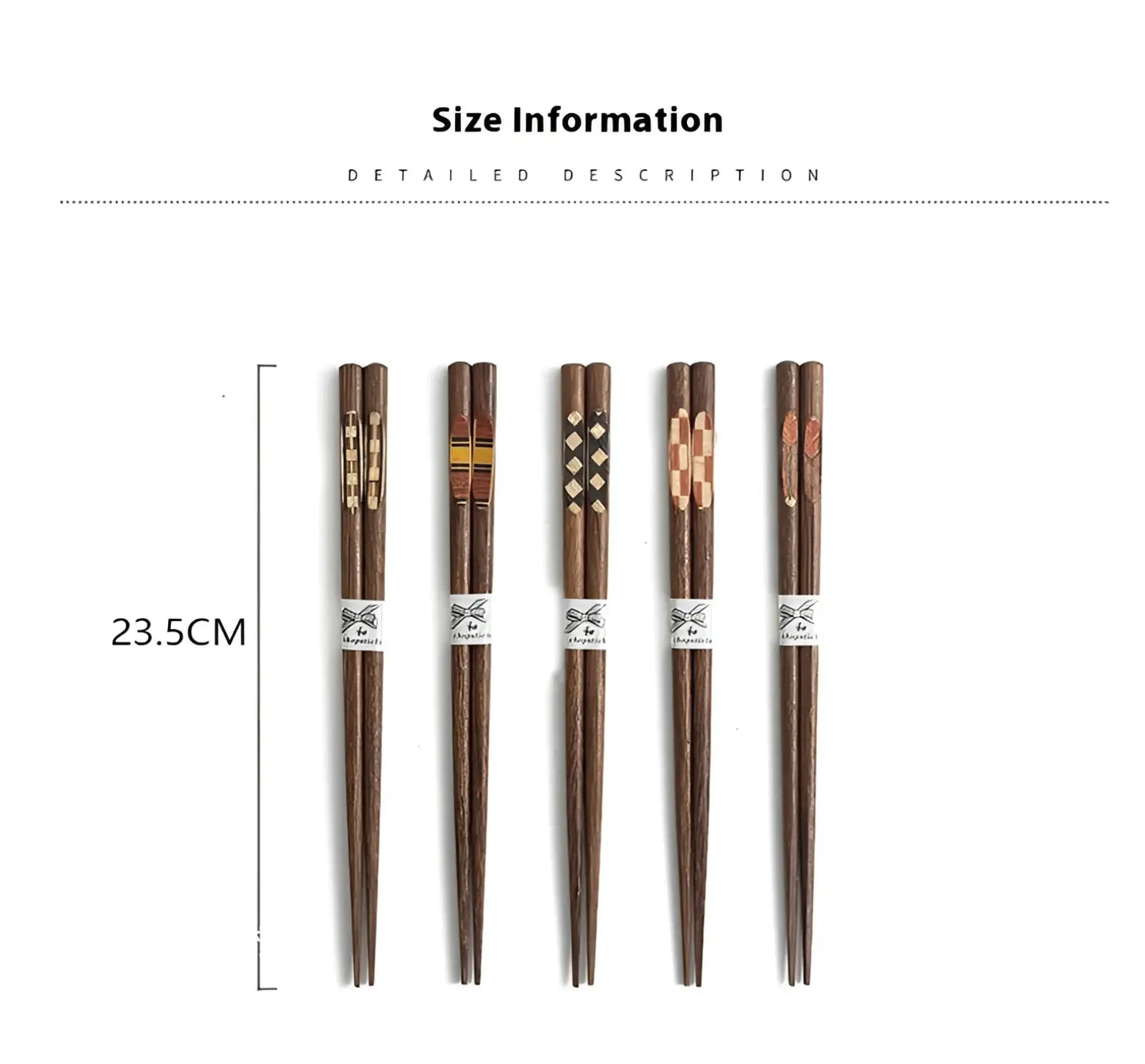 Wooden Chopsticks Set with Non Slip Tips 10 Pairs