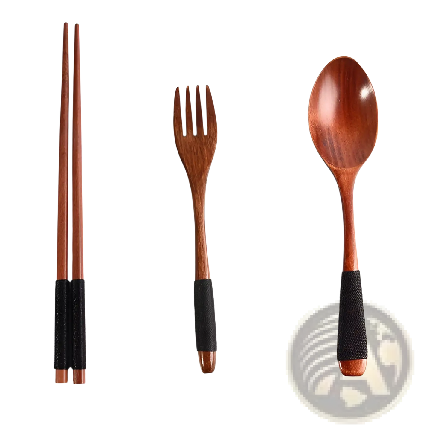 Wooden Cutlery Set 4 Piece Reusable Travel Utensils