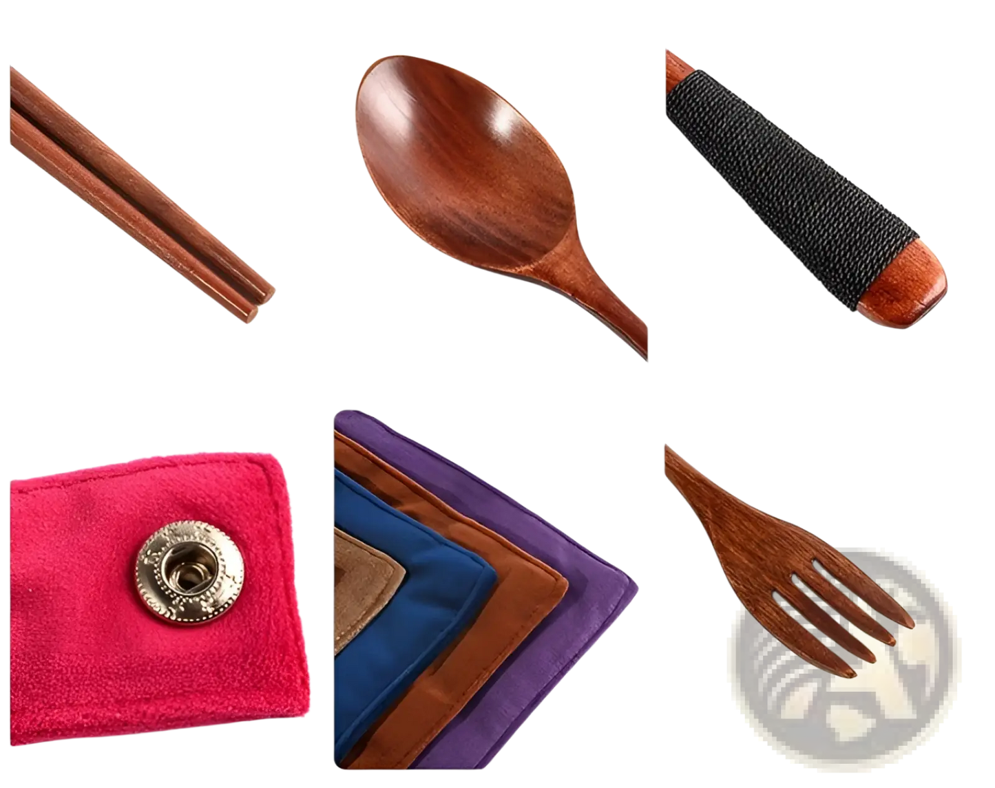 Wooden Cutlery Set 4 Piece Reusable Travel Utensils