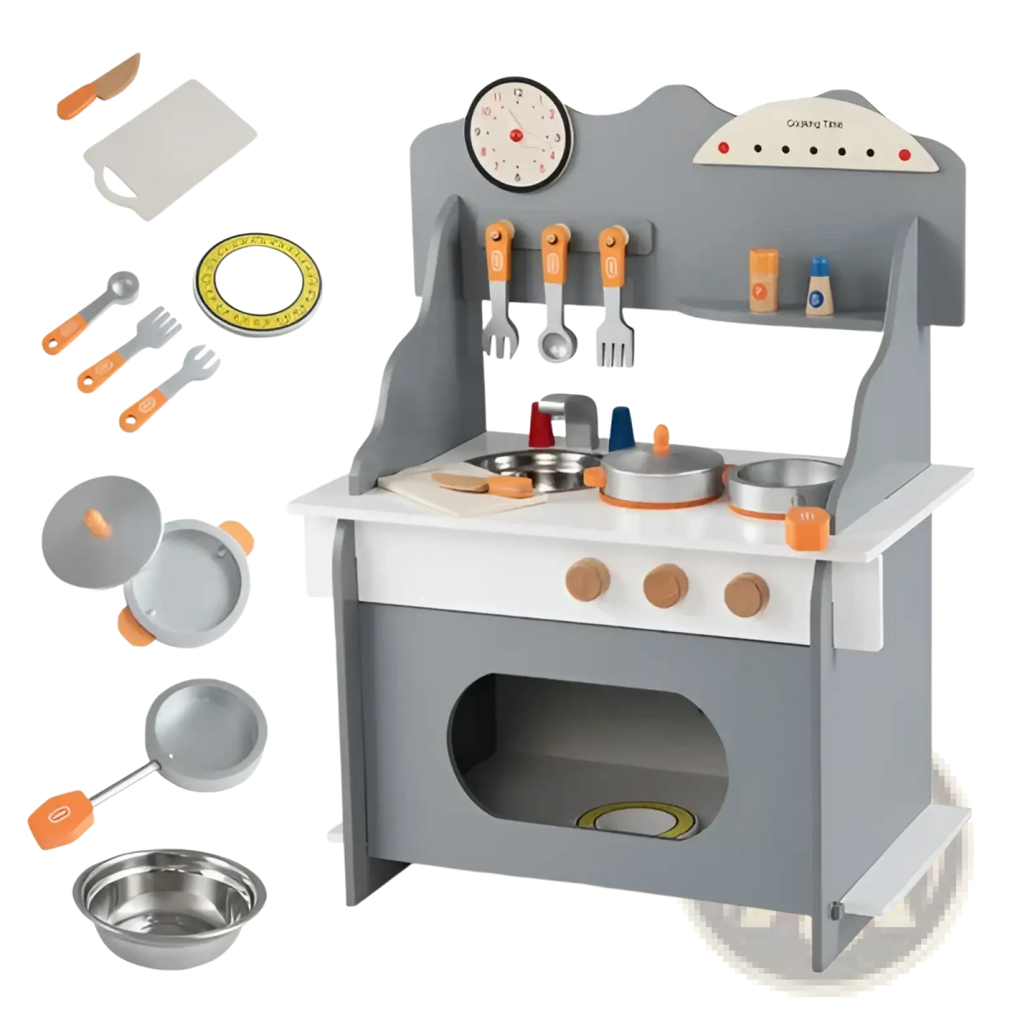 Wooden Play Kitchen Set with Sink and Accessories