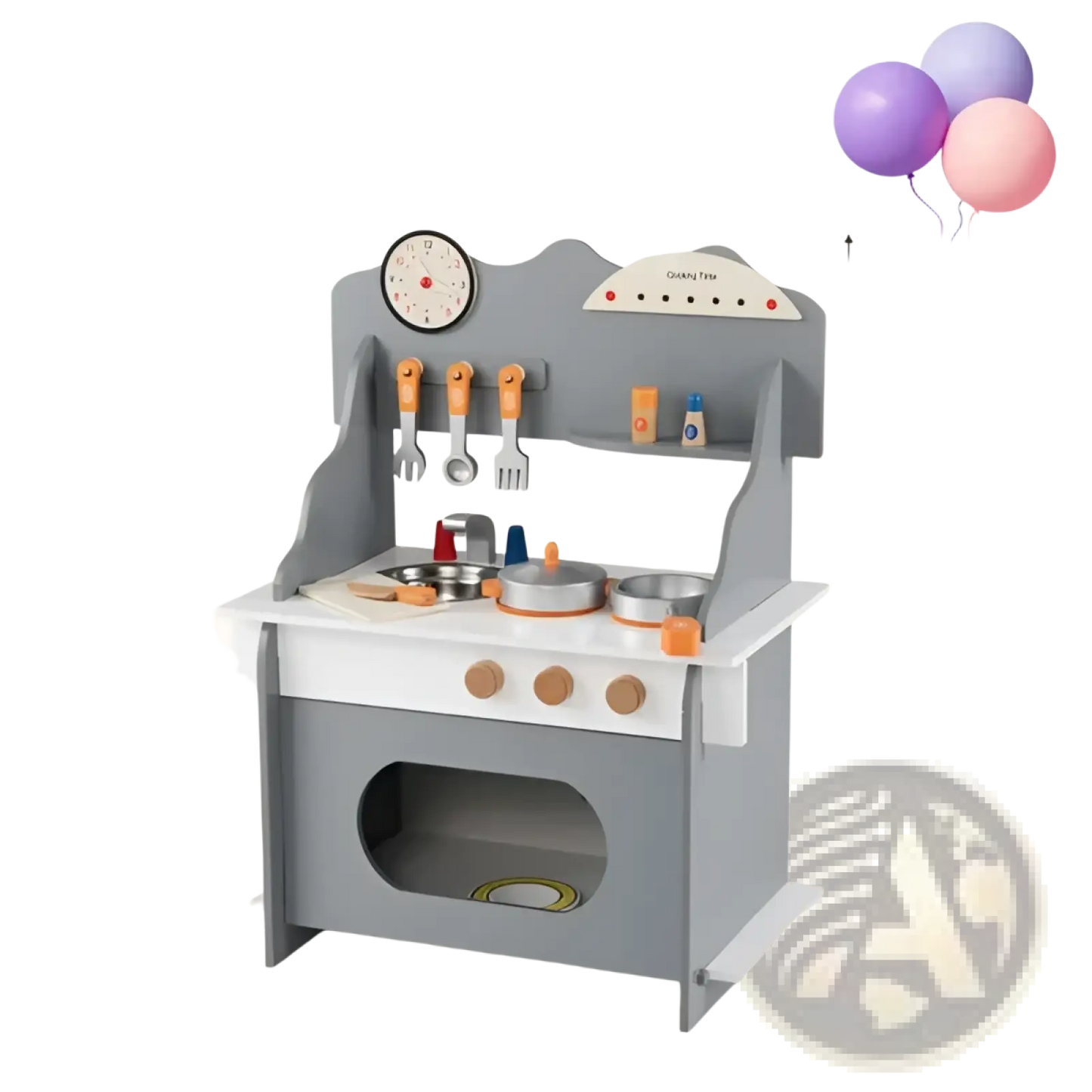 Wooden Play Kitchen Set with Sink and Accessories