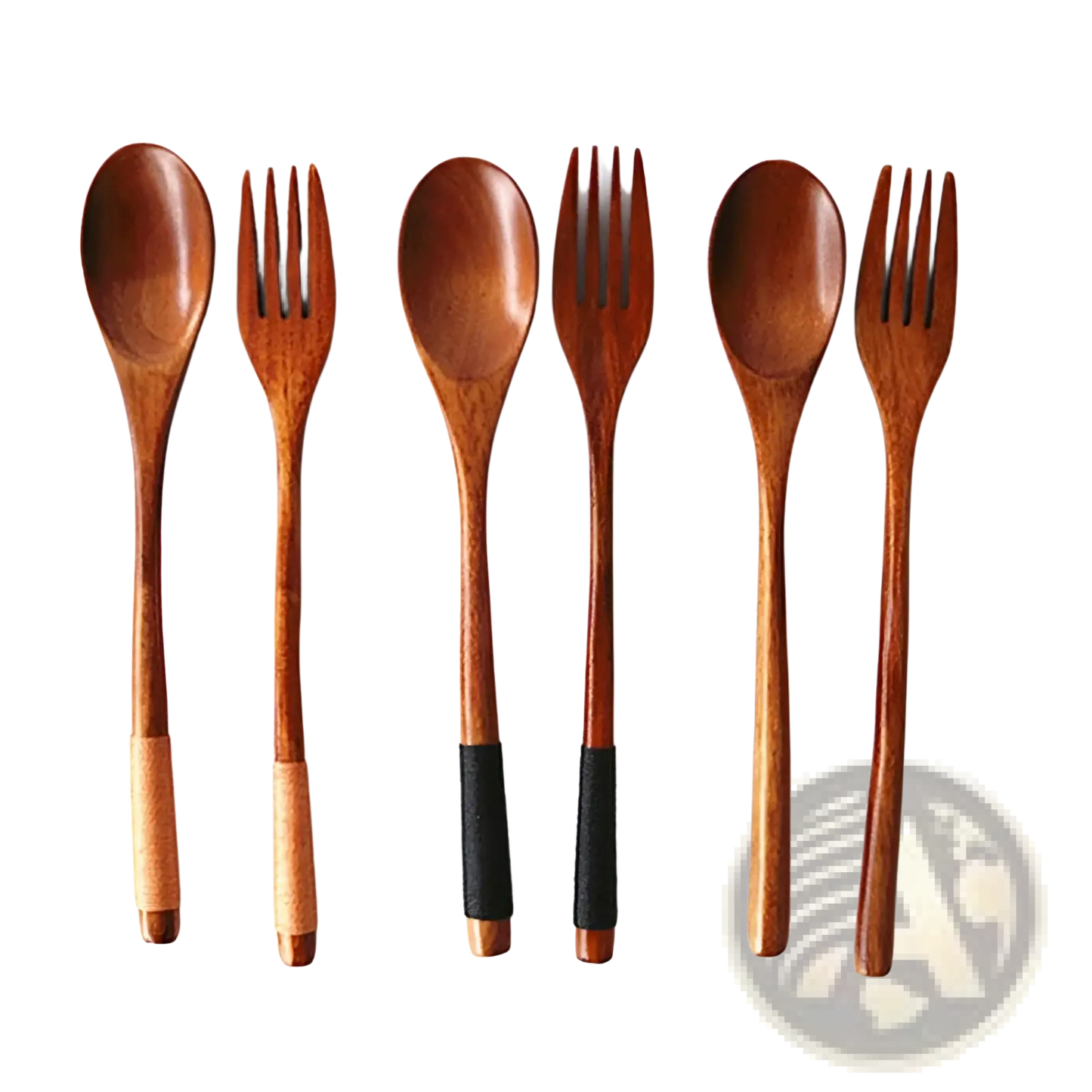 Wooden Spoon and Fork Set Kitchen Utensil Tools 9 Pack