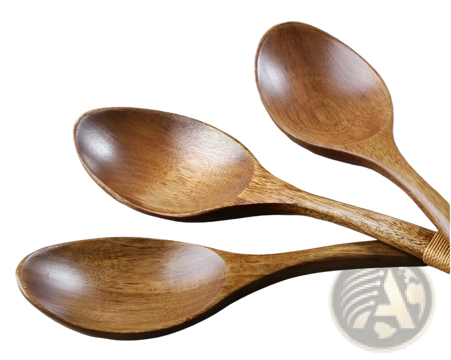 Wooden Spoon Set with Textured Grip and Woven Handles