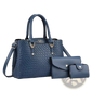 Woven Leather Three Piece Handbag Set with Gold Hardware