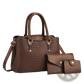 Woven Leather Three Piece Handbag Set with Gold Hardware