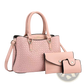 Woven Leather Three Piece Handbag Set with Gold Hardware