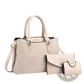 Woven Leather Three Piece Handbag Set with Gold Hardware