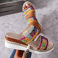 Woven Wavy Pattern Ethnic Wedge Sandals for Women