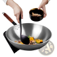 Wrought Iron Nonstick Wok with Wooden Handle