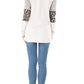 Frankie & Pop Women's Crew Neck Long Sleeve Stripes Raglan Leopard Print Top White Size Small