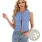 Y2k Bow Tie Denim Sleeveless Crop Top