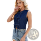 Y2k Bow Tie Denim Sleeveless Crop Top