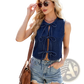 Y2k Bow Tie Denim Sleeveless Crop Top