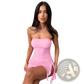 Y2k Ruched Strapless Side Slit Mini Dress