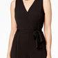 NY Collection Women's Petite Surplice Belted Wide-Leg Jumpsuit Size X-Large