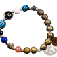 Zodiac Volcanic Stone Beaded Bracelet with Gold Charms