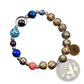 Zodiac Volcanic Stone Beaded Bracelet with Gold Charms