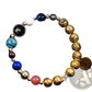 Zodiac Volcanic Stone Beaded Bracelet with Gold Charms