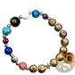 Zodiac Volcanic Stone Beaded Bracelet with Gold Charms