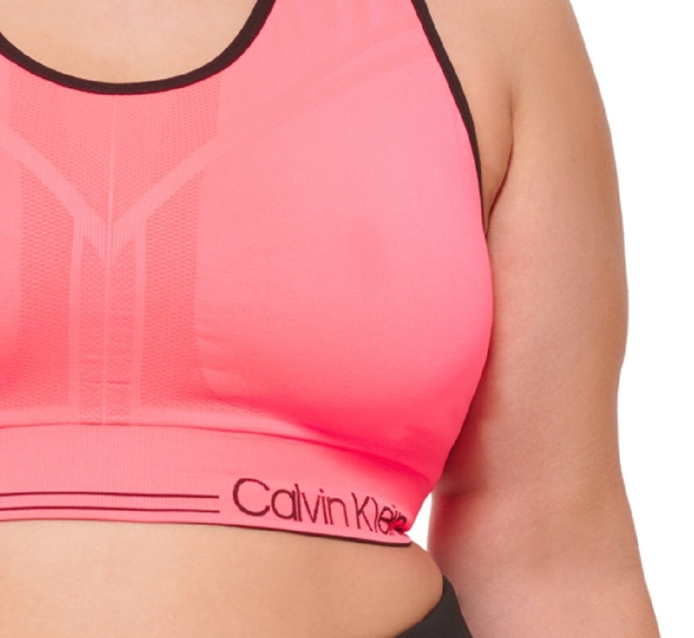 Calvin Klein Women's Performance Plus Reversible Medium Impact Sports Bra Orange Size 2X